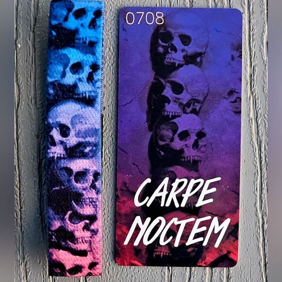 ZOX "CARPE NOCTEM" #708 blog release silver stitch SKULL collectible wristband - Picture 1 of 5